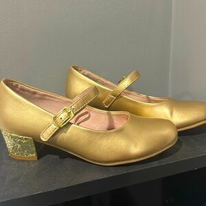 Gold glitter heel 13 Girls Dress Shoes